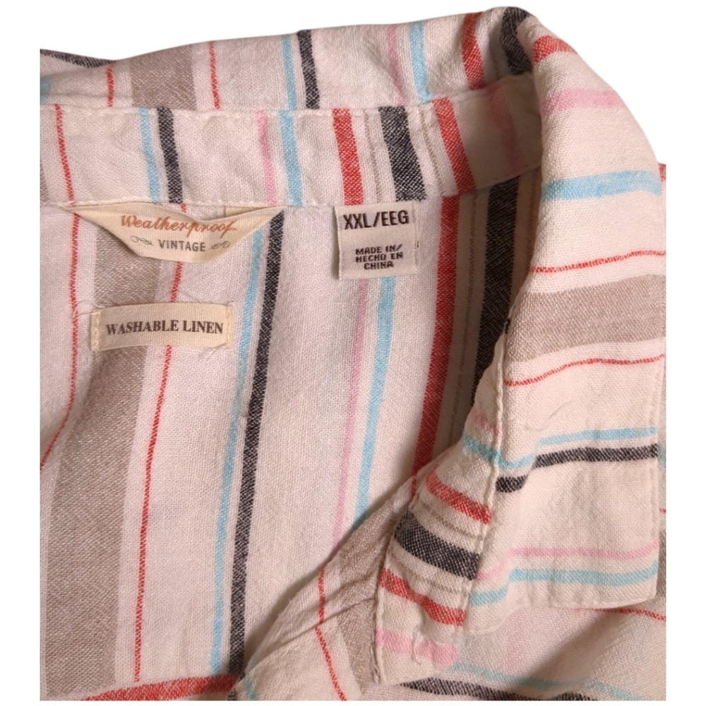 Weatherproof Vintage Washable Linen Tie Front Top/ Shirt Rio Red SZ XXL 18-20 - Picture 7 of 7